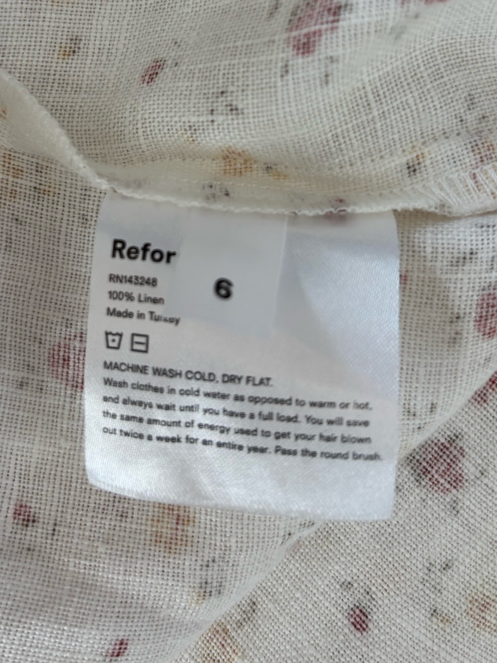 Reformation Kiernan Linen Ruffle Hem Mini Dress Floral Print Size 6 NWOT - Picture 10 of 12